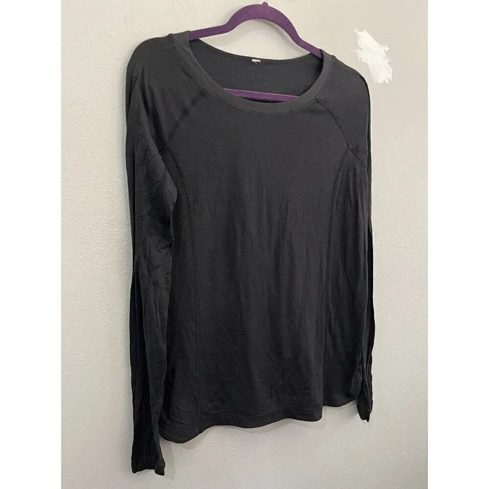 Lululemon Athletica Long Sleeve T Shirt Striped Women 6 Black